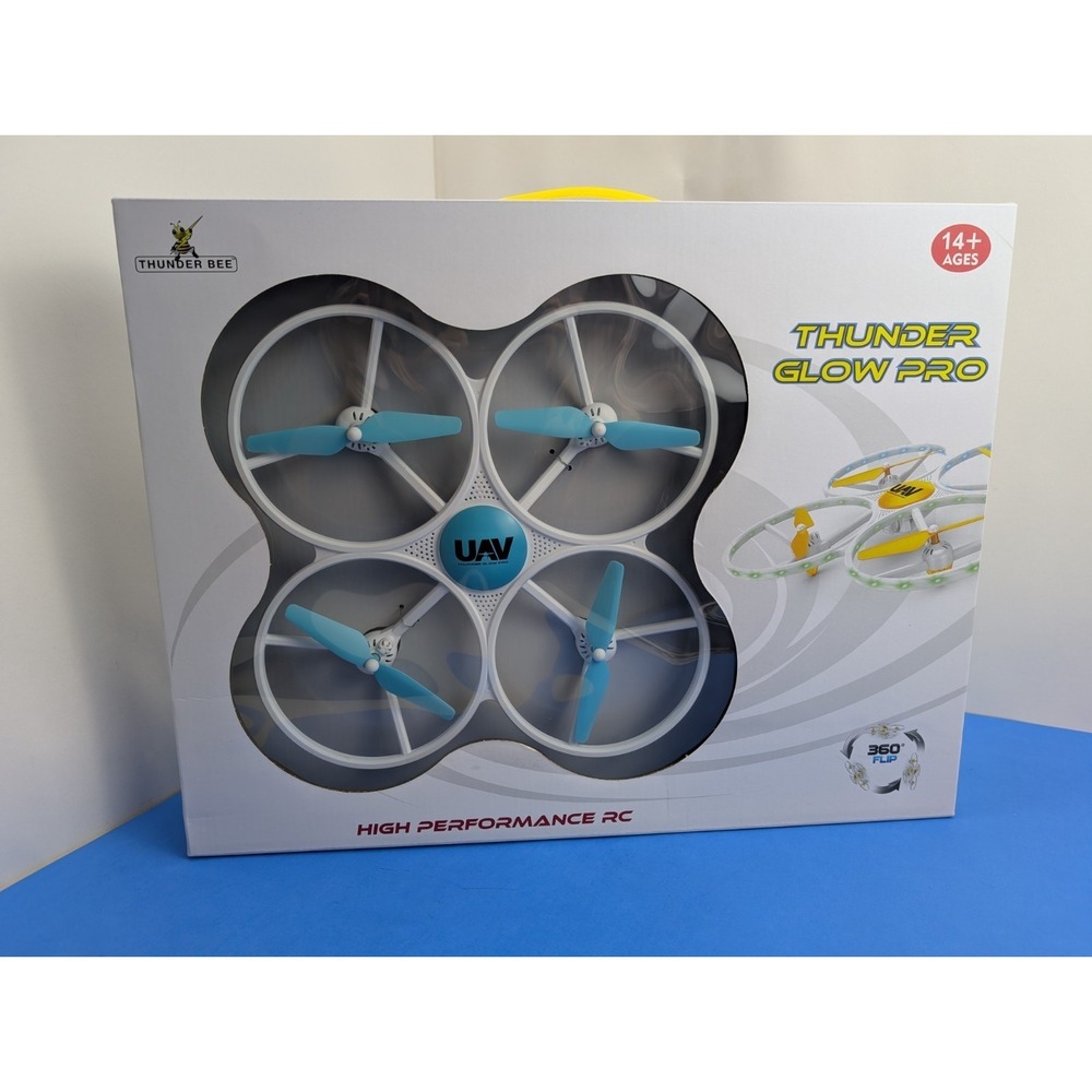 Thunder Glow Pro Drone Remote Control Quad-Copter Lights RC Flying Kids Blue
